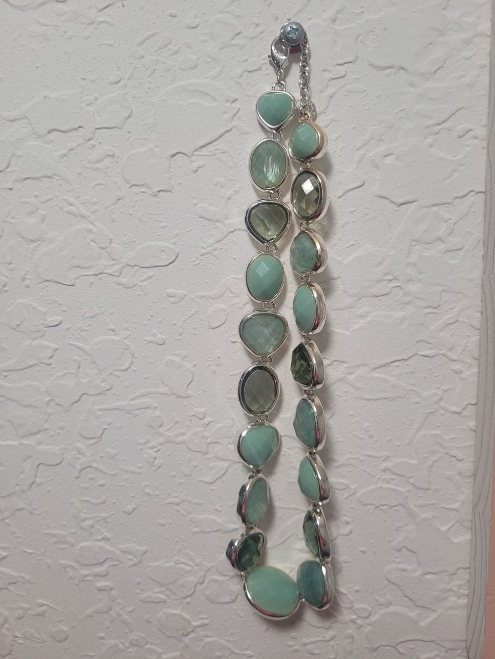 Anne Klein Silver-Tone Necklace with Mint and Seafoam Stones - Picture 3 of 3